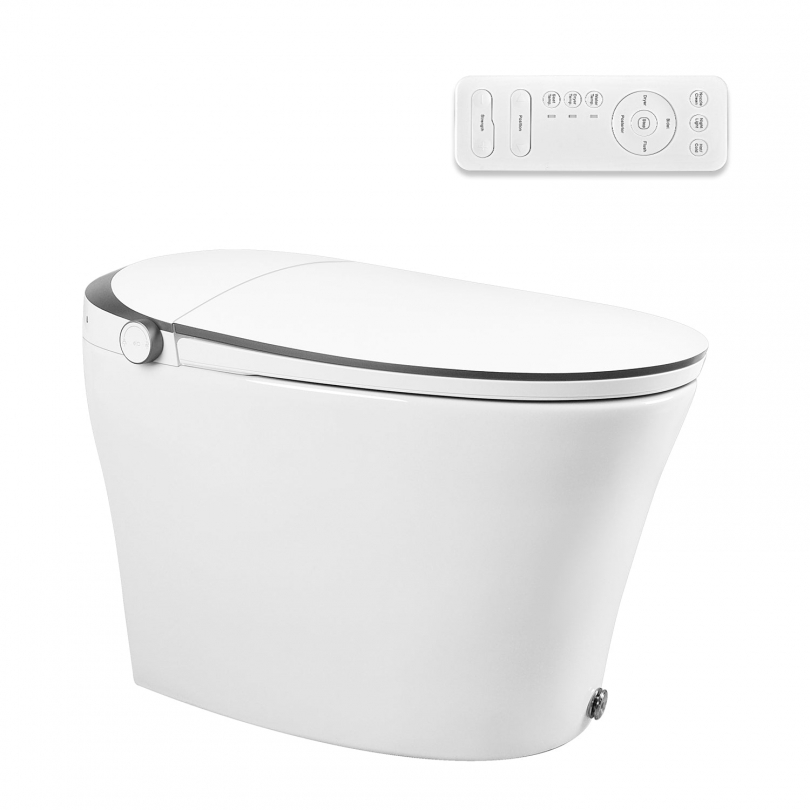 Smart Bidet Toilet Quiet-Closed Heated Seat Sensor Auto, Foot Kick & Blackout Flush, Warm Wash, Night Light-Style Advanced